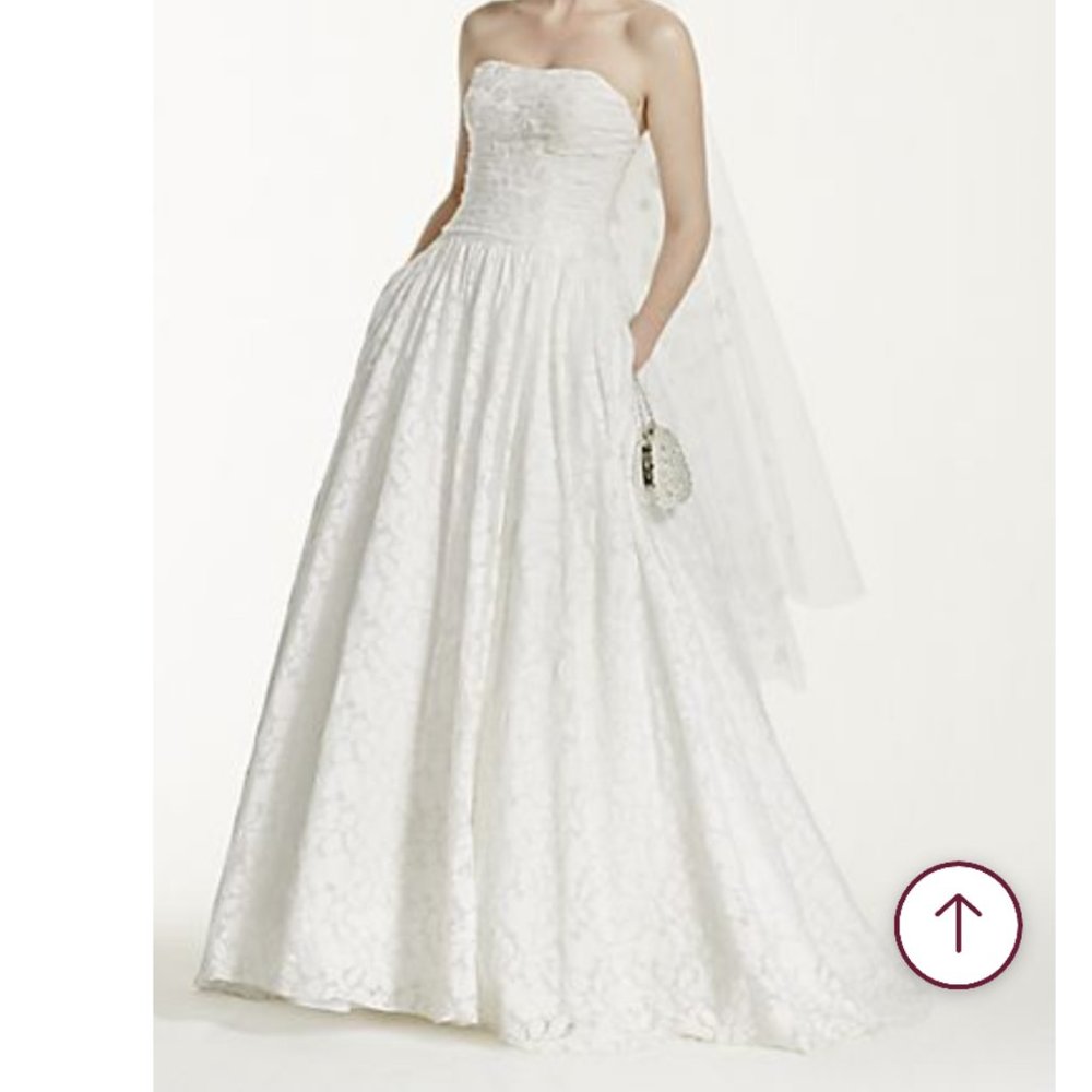 David's Bridal Wedding Dress Lace Ball Gown, Train